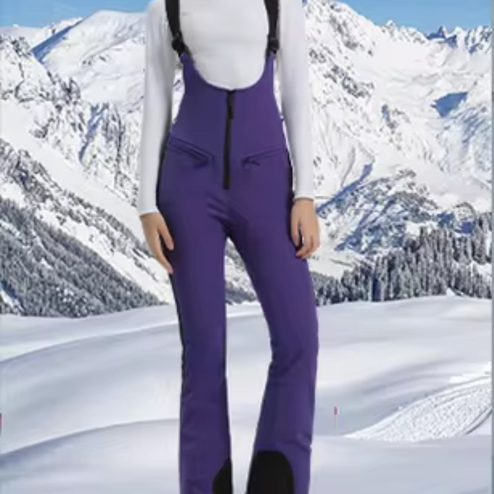 nwt ski bib PURPLE / RED stretchy adjustable fit insulated ski snow women XS - L